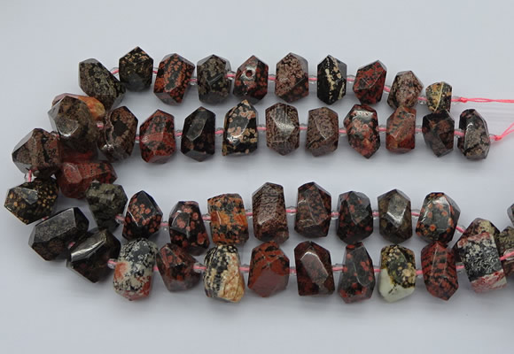 CNG5415 12*16mm - 15*20mm faceted nuggets red snowflake obsidian beads