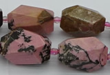 CNG5421 15.5 inches 12*16mm - 15*25mm faceted nuggets rhodonite beads