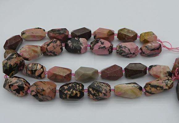 CNG5421 15.5 inches 12*16mm - 15*25mm faceted nuggets rhodonite beads