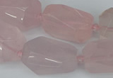 CNG5444 12*16mm - 15*25mm faceted nuggets rose quartz beads