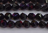 CNG5501 15.5 inches 6mm faceted nuggets black agate beads