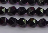 CNG5502 15.5 inches 8mm faceted nuggets black agate beads