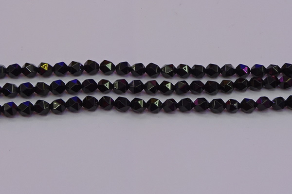 CNG5502 15.5 inches 8mm faceted nuggets black agate beads