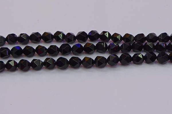 CNG5504 15.5 inches 12mm faceted nuggets black agate beads