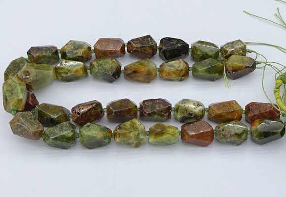 CNG5511 12*16mm - 15*25mm faceted nuggets green garnet beads