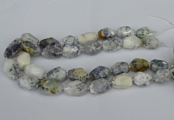 CNG5521 12*16mm - 15*25mm faceted nuggets white opal gemstone beads