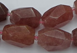 CNG5585 12*16mm - 15*25mm faceted nuggets strawberry quartz beads