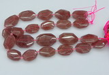 CNG5594 20*25mm - 25*35mm faceted freeform strawberry quartz beads