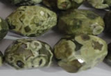 CNG560 15.5 inches 14*20mm faceted nuggets rhyolite gemstone beads