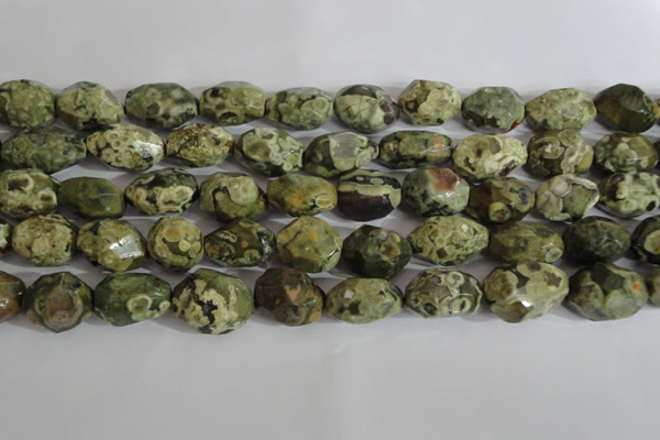 CNG560 15.5 inches 14*20mm faceted nuggets rhyolite gemstone beads