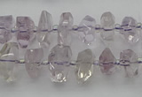 CNG5600 15.5 inches 6*16mm - 8*18mm faceted nuggets amethyst beads