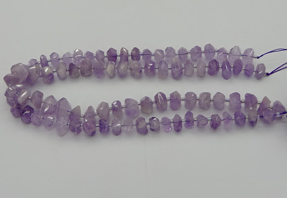 CNG5601 6*16mm - 8*18mm faceted nuggets lavender amethyst beads