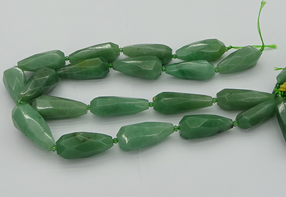 CNG5615 15*35mm - 18*45mm faceted teardrop green aventurine beads