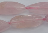 CNG5631 15.5 inches 15*35mm - 18*40mm faceted rice rose quartz beads