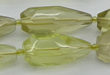 CNG5648 15*35mm - 18*45mm faceted teardrop lemon quartz beads