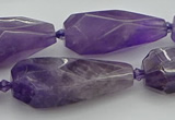 CNG5652 15.5 inches 15*35mm - 18*45mm faceted teardrop amethyst beads