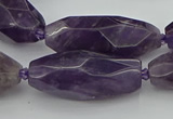 CNG5653 15.5 inches 15*35mm - 18*40mm faceted rice amethyst beads