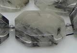 CNG5687 20*30mm - 35*45mm faceted freeform black rutilated quartz beads