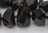 CNG5734 12*16mm - 15*20mm faceted nuggets ice black obsidian beads