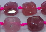 CNG5818 10*12mm - 10*14mm faceted freeform strawberry quartz beads