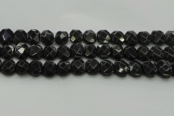 CNG5864 15.5 inches 8*12mm - 12*16mm faceted freeform black agate beads