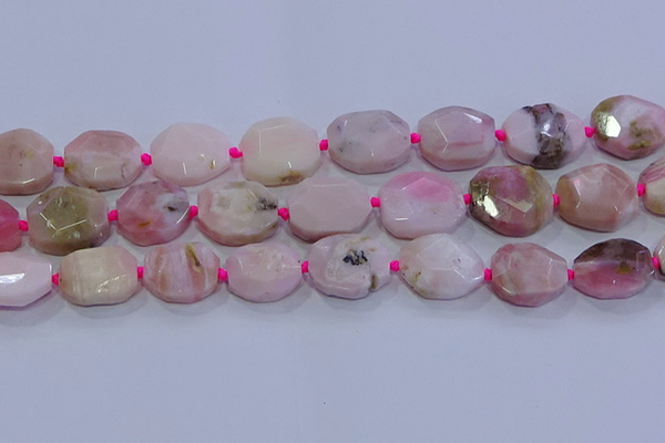 CNG5884 15.5 inches 10*14mm - 12*16mm faceted freeform pink opal beads