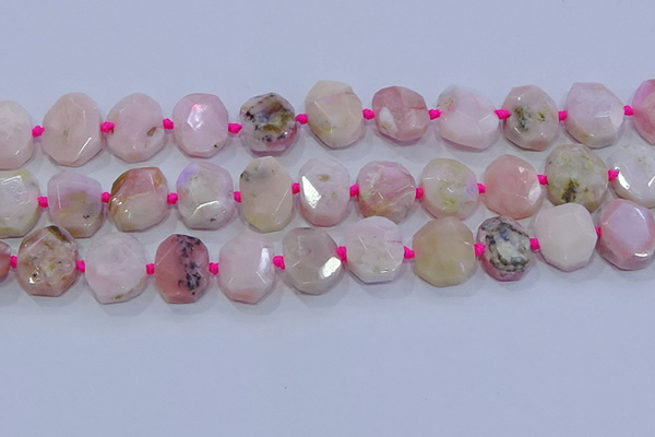 CNG5885 15.5 inches 10*14mm - 12*16mm faceted freeform pink opal beads