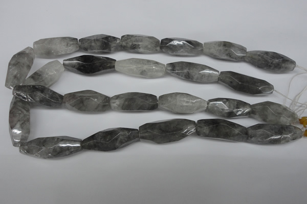 CNG590 12*30mm - 14*32mm faceted rice cloudy quartz nugget beads