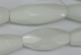 CNG591 12*30mm - 13*32mm faceted rice white porcelain nugget beads