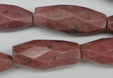 CNG592 13*30mm - 15*40mm faceted rice rhodochrosite nugget beads