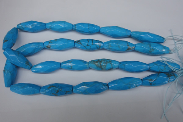 CNG595 12*32mm - 14*36mm faceted rice synthetic turquoise nugget beads