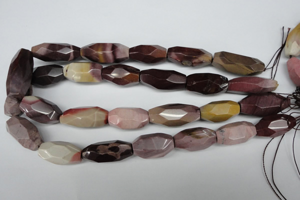 CNG598 12*25mm - 15*36mm faceted rice mookaite nugget beads