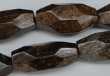 CNG599 13*28mm - 15*34mm faceted rice bronzite nugget beads