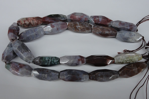 CNG600 13*28mm - 14*34mm faceted rice Indian agate nugget beads