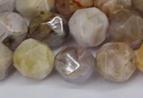 CNG6022 15.5 inches 12mm faceted nuggets silver needle agate beads