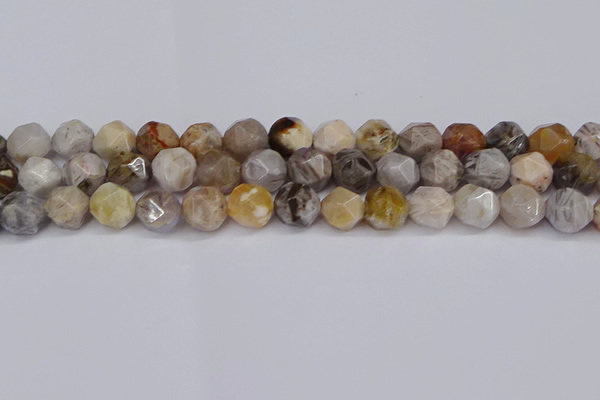 CNG6022 15.5 inches 12mm faceted nuggets silver needle agate beads