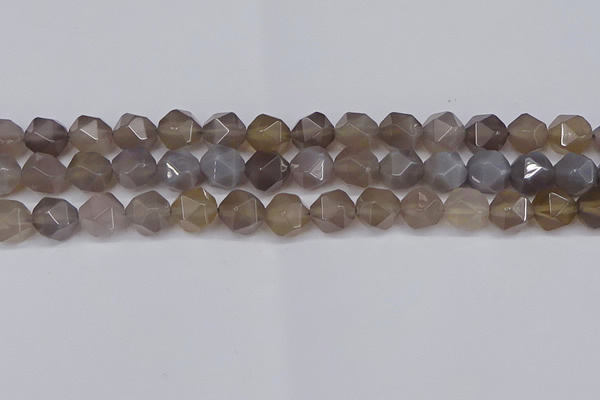 CNG6023 15.5 inches 12mm faceted nuggets grey agate beads