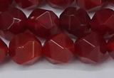 CNG6024 15.5 inches 12mm faceted nuggets red agate beads