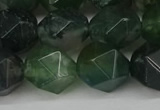 CNG6026 15.5 inches 12mm faceted nuggets moss agate beads