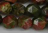 CNG6039 15.5 inches 12mm faceted nuggets unakite gemstone beads