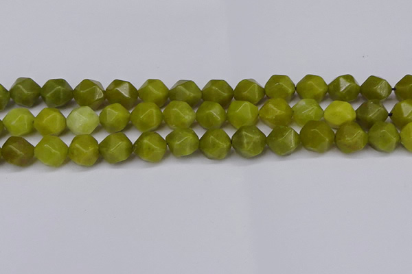 CNG6044 15.5 inches 12mm faceted nuggets lemon jade beads