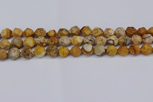 CNG6050 15.5 inches 12mm faceted nuggets picture jasper beads