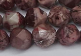 CNG6051 15.5 inches 12mm faceted nuggets red artistic jasper beads