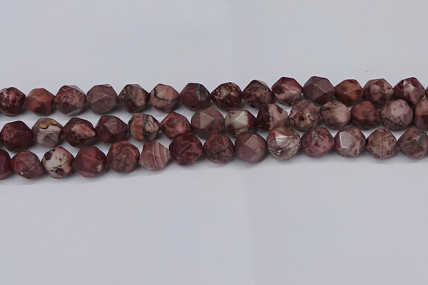 CNG6051 15.5 inches 12mm faceted nuggets red artistic jasper beads