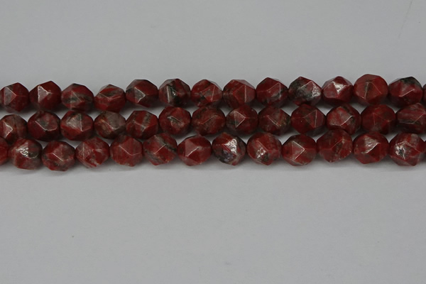 CNG6052 15.5 inches 12mm faceted nuggets brecciated jasper beads