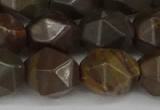 CNG6053 15.5 inches 12mm faceted nuggets coffee jasper beads