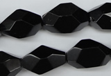 CNG606 12*20mm – 14*24mm faceted nuggets black agate beads