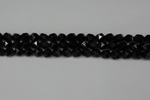 CNG6089 15.5 inches 8mm faceted nuggets black agate beads