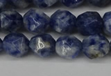 CNG6103 15.5 inches 8mm faceted nuggets blue spot stone beads