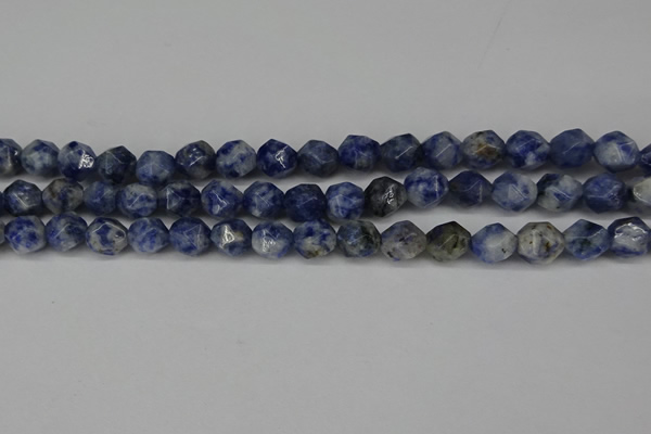 CNG6103 15.5 inches 8mm faceted nuggets blue spot stone beads